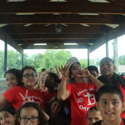 group of kids under the pavilion