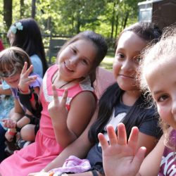 row of little girls at camp